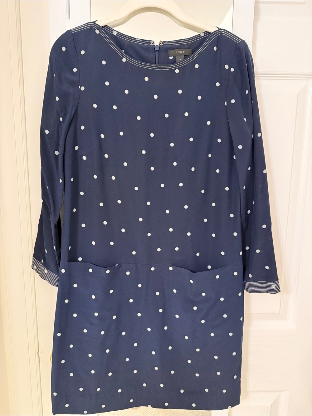 J. Crew Navy Polka Dot Shift Dress